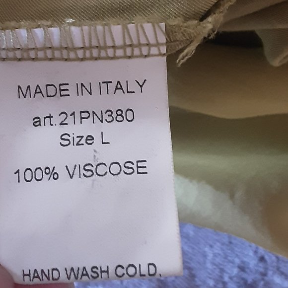 Made in Italy Giulia Dal Piano Gold Coloured Silky Flowy Wide Leg Pants Size L - Picture 15 of 16